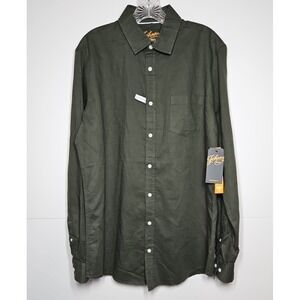 Johnny Bigg Men's Green Linen Blend Button Up Long Sleeve Shirt Large Tall NWT